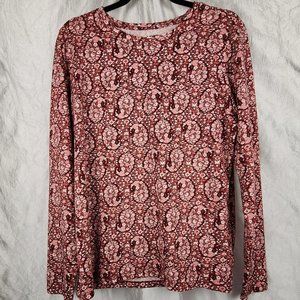 Like New Lands End size Large Rust Paisley Long Sleeve 100% Cotton T-Shirt YUM!